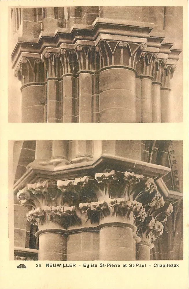 Neuwiller - Kirche Saint-Pierre und Saint-Paul - Kapitelle - Vorderseite