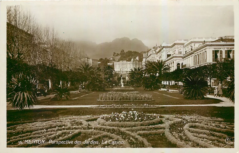 Menton - Perspectiva de los Jardines, El Casino - Anverso