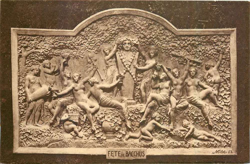 Bacchus-Fest — gemeißelter Relief in Kalk — Sammlung Champagne Pommery & Greno, Reims - Vorderseite