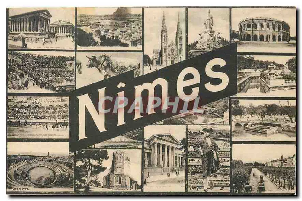 Nîmes — Colagem de locais históricos — Editor Selcia - Frente