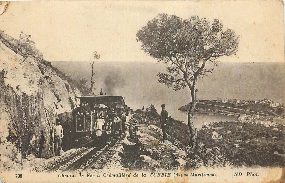 Schienenbahn mit Zahnrad in TURBIE (Alpes-Maritimes) — ND. Foto — Nr. 738 - Vorderseite
