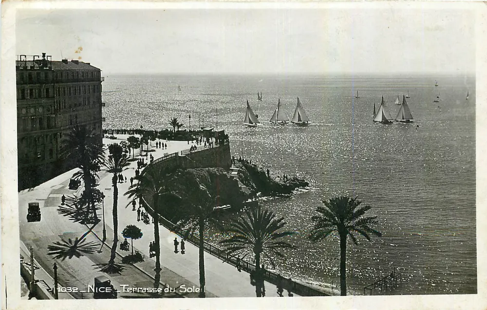 Nice - Terrasse du Soleil — vista da promenade e dos veleiros — Edição « La Cigogne » - Frente