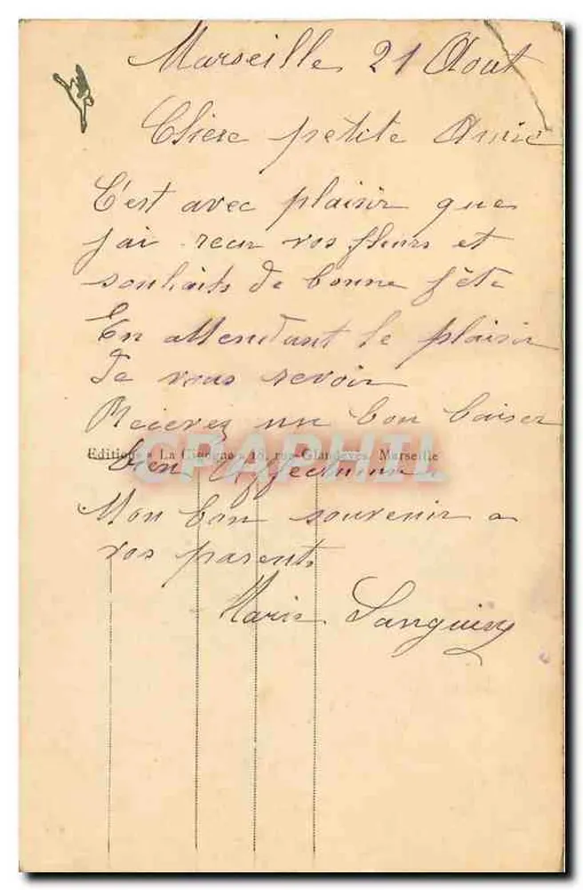 Marseille — Nossa Senhora da Guarda — Edição La Châtaigneraie - Verso