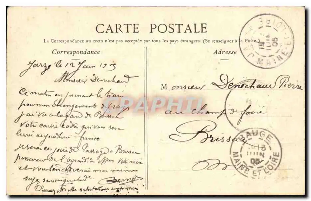 Angers - Cruzeiro de Rameau — Bernard Arthus, tornearia — Coleção G. N° 5 - Verso