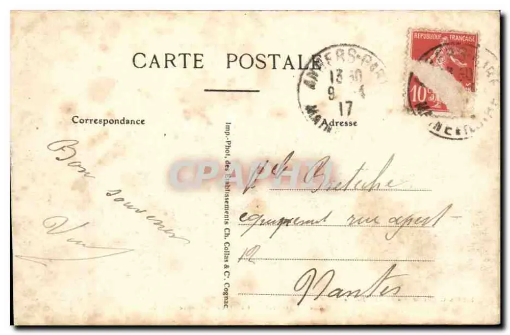 Angers — A Place Lorraine — Edição G. Ducardon « Au Pèle-Mèle » 86 bis - Verso
