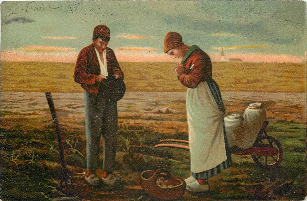 Duas camponesas no campo — cena de trabalho — J. B. Frainc (editor ?) - Frente