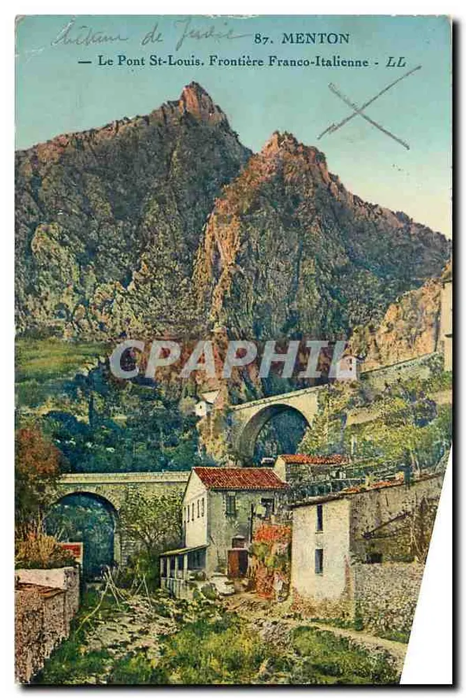 Der St.-Louis-Brücke — Grenze Frankreich-Italien — Verleger: M. de Jardie, Menton, Nr. 87 - Vorderseite