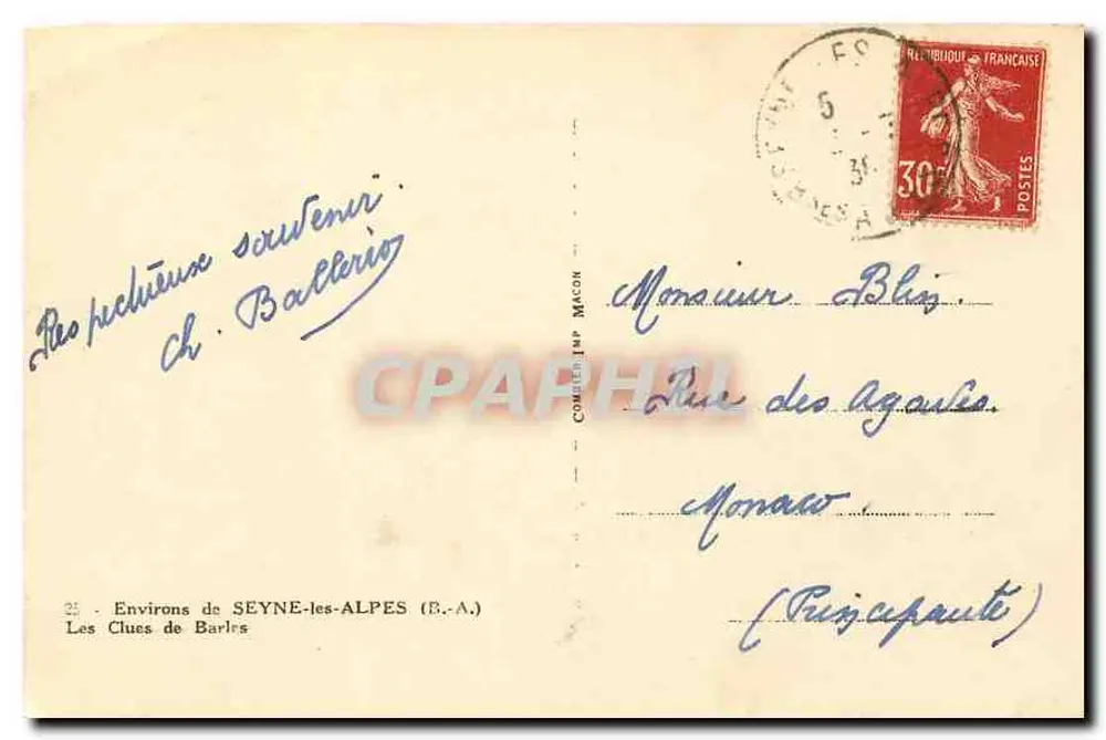 Les Clues de Barles — Umgebung von Seyne-les-Alpes — Verlag Pim - Rückseite
