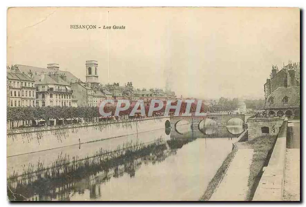 Besançon - Les Quais — vista do canal e do ponte — editor - Frente