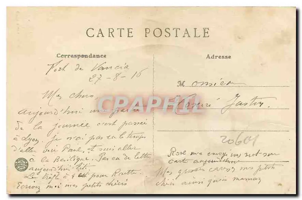 Lyon — Fachada de Notre-Dame de Fourvière — B. R. Paris 224 - Verso