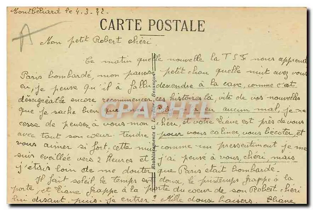 Ballon d'Alsace — Chalet Bonaparte — n° 5015 - Rückseite