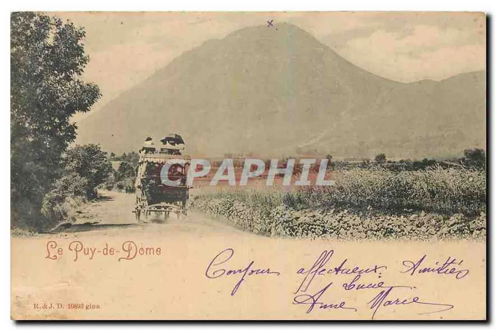 Le Puy-de-Dôme — Vista de montanha com carruagem de boi — R. & J. D. 10808 gina - Frente