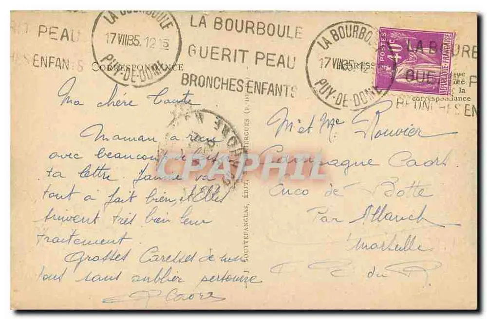 La Bourboule — Établissement Thermal — G. D'O, n°92 - Verso