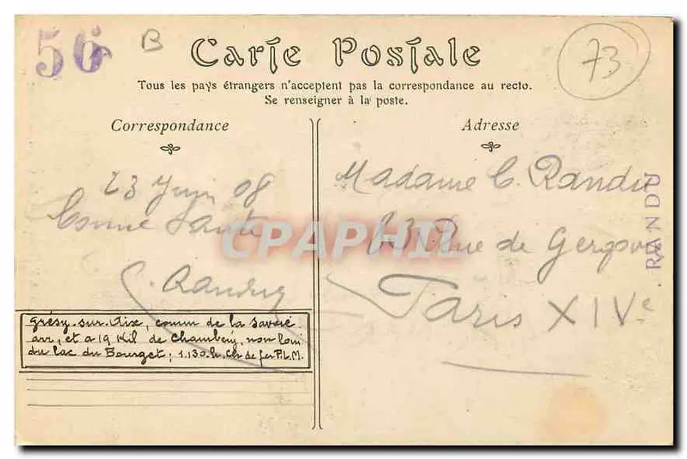 Grésy-sur-Aix (Savoie) — Ansicht der Sierraz-Schlucht — Verlag N.D. n°150 - Rückseite