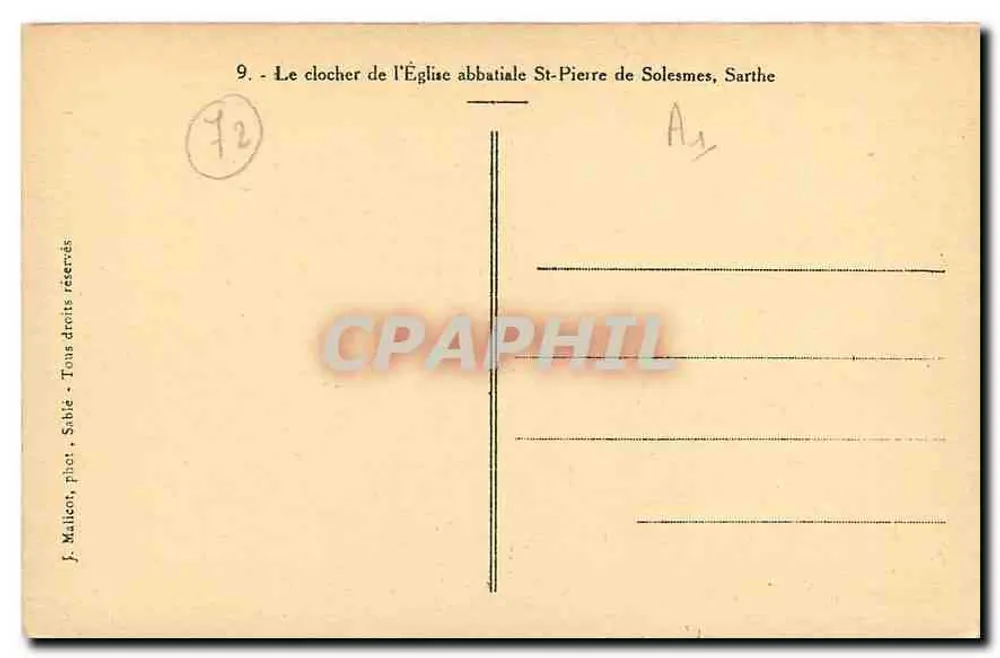 Église abbatiale Saint-Pierre de Solesmes — clocher — J. Malison, Sable - Verso