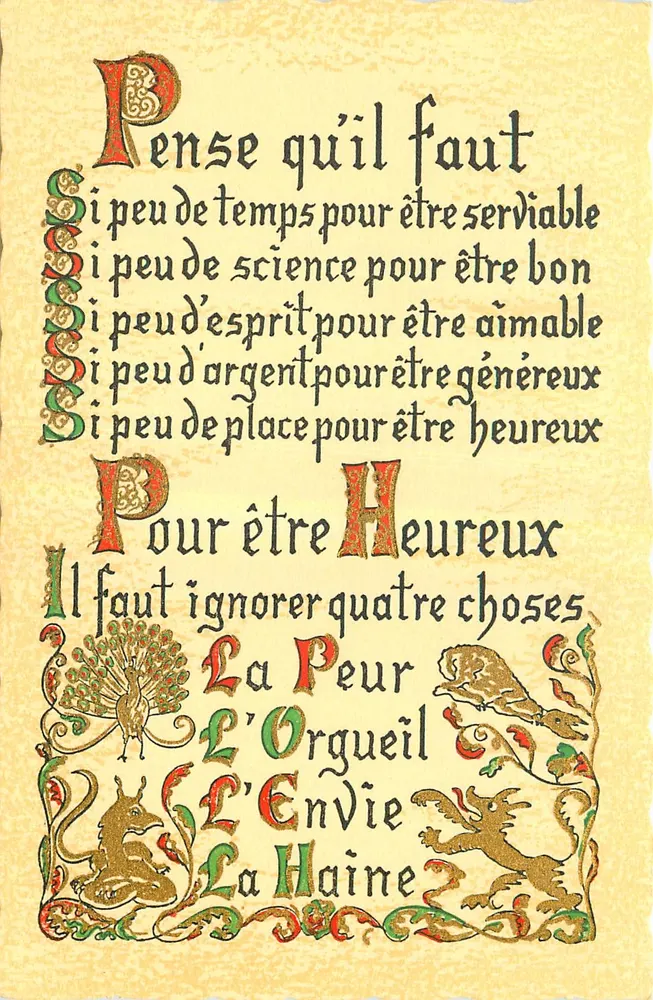 Filosofische ansichtkaart — tekst over geluk — uitgever Roussel, Rouen, n° P 3 - Voorkant