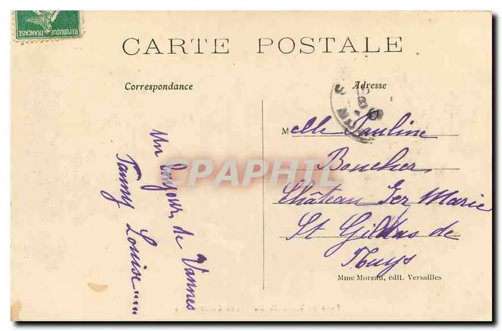 Parc de VERSAILLES — As Colunatas — Mme Moreau, edição Versailles - Verso