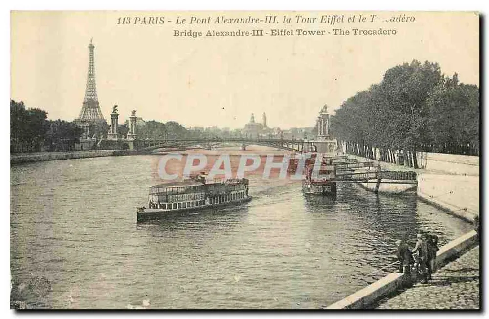 Paris — Der Pont Alexandre-III, die Eiffelturm und das Trocadéro — unbekannter Verlag, Seriennummer 113 - Vorderseite