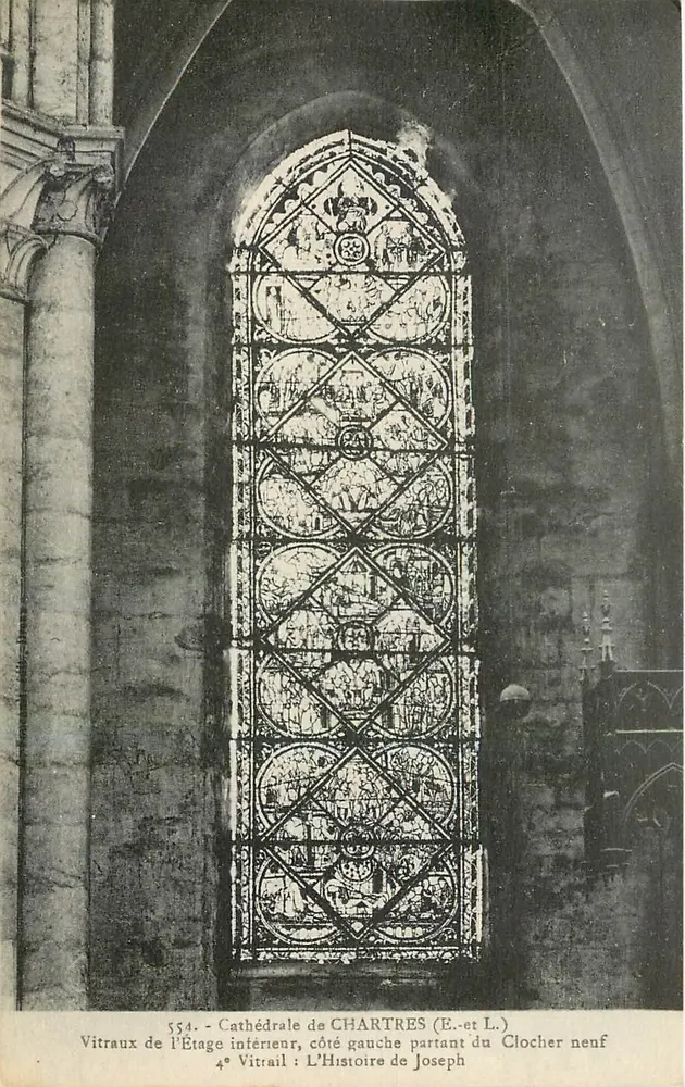 Glasfenster der unteren Ebene, linke Seite ab dem Turm der Kirche — Kathedrale von Chartres (E.-et L.) — Nr. 554 - Vorderseite