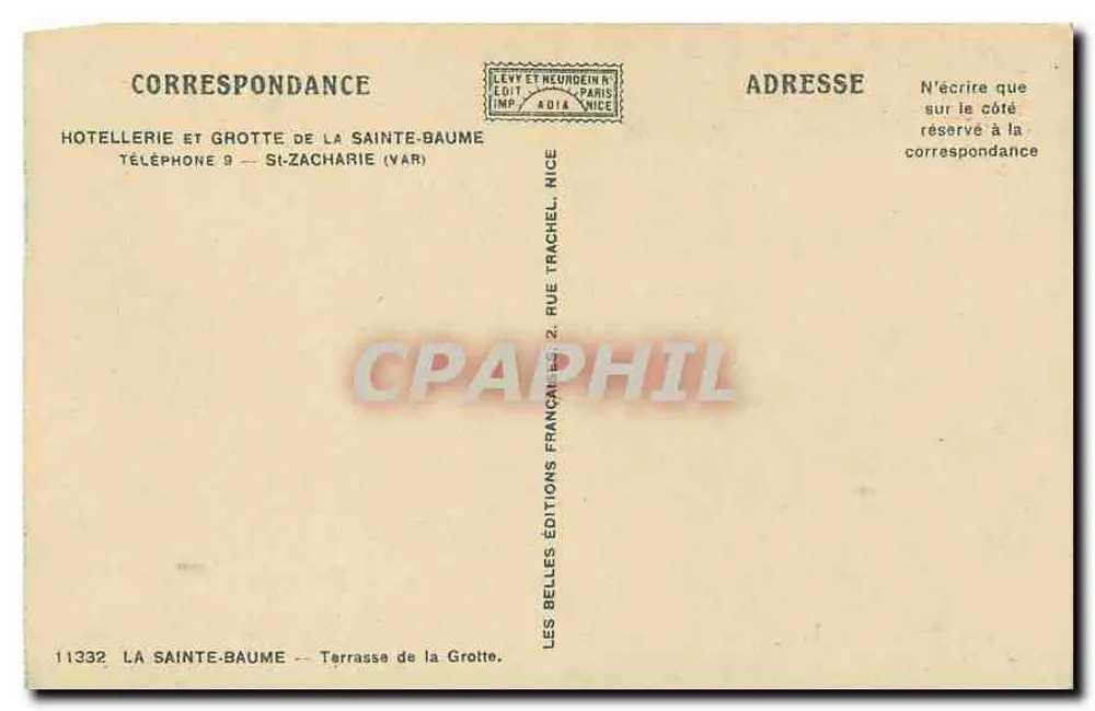 Die Grotte de la Sainte-Baume — Terrasse der Grotte — Adia, Verlag - Rückseite
