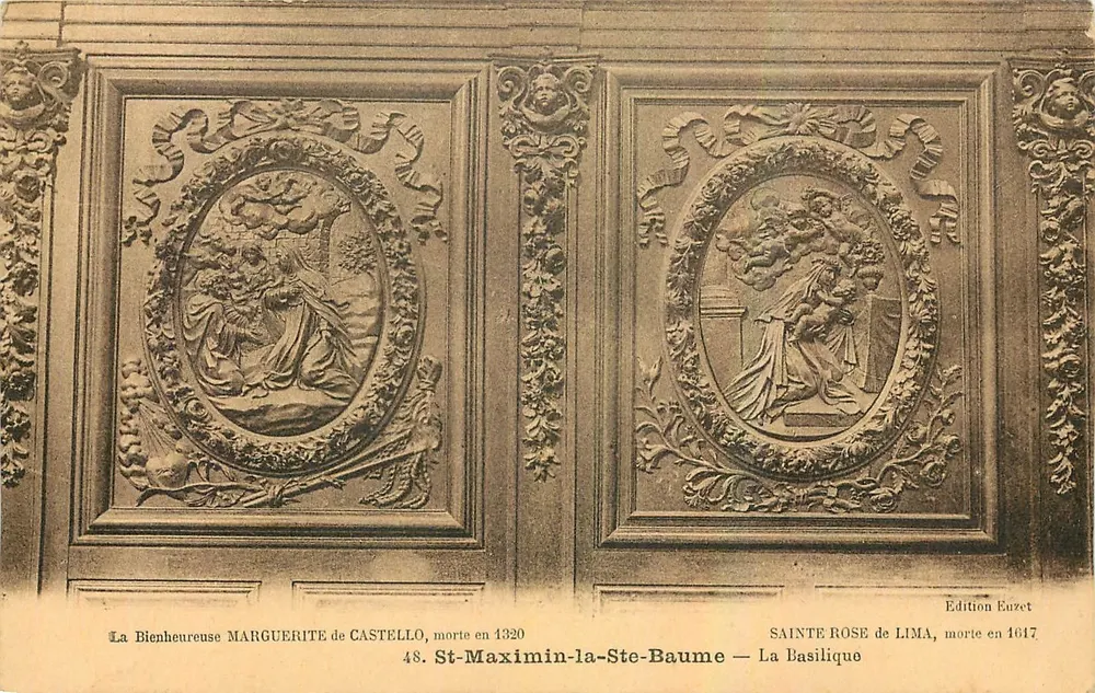 St-Maximin-la-Ste-Baume — A Basílica — Dois relevos de santas - Frente