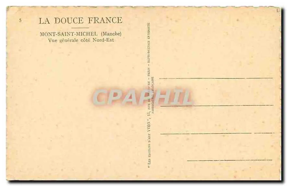 Mont-Saint-Michel — Allgemeine Ansicht von Nordosten — Verleger VIVON, n°5 - Rückseite