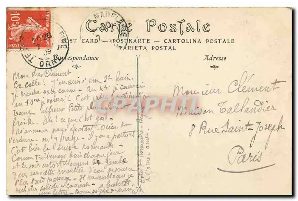 Bagnoles-de-l'Orne — Das Thermalbad, Ansicht vom Roc-au-Chien — E. Roussel, Verleger - Argentan - Rückseite