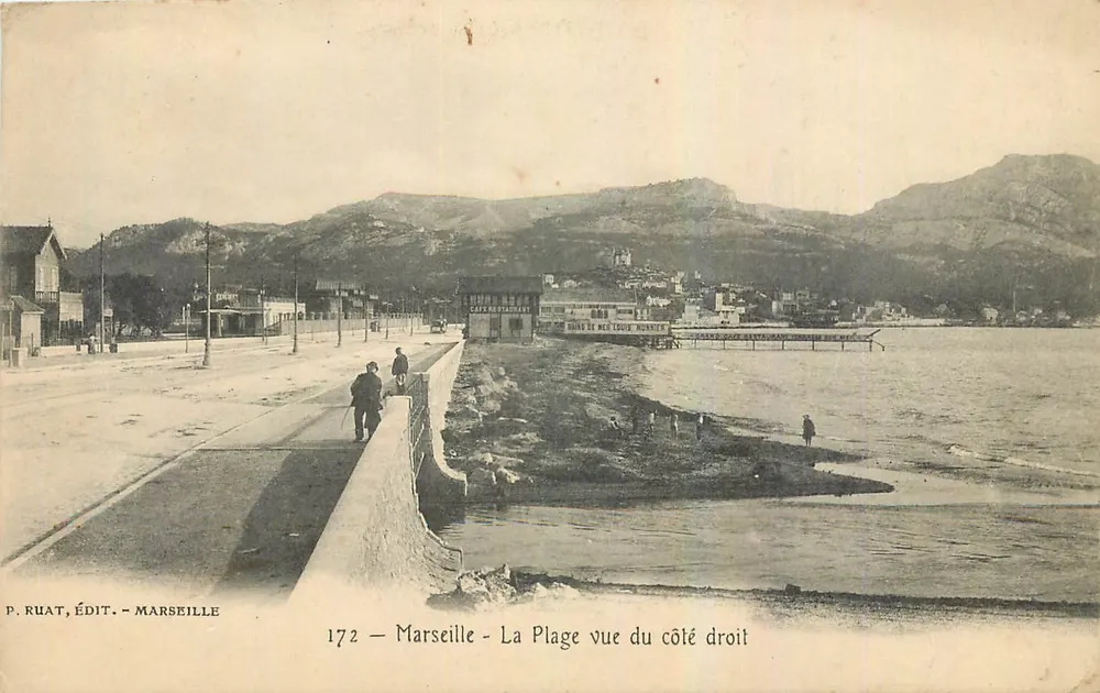 Marseille - La Plage vue du côté droit — P. Ruat, Édit. - Marseille, n° 172 - Recto