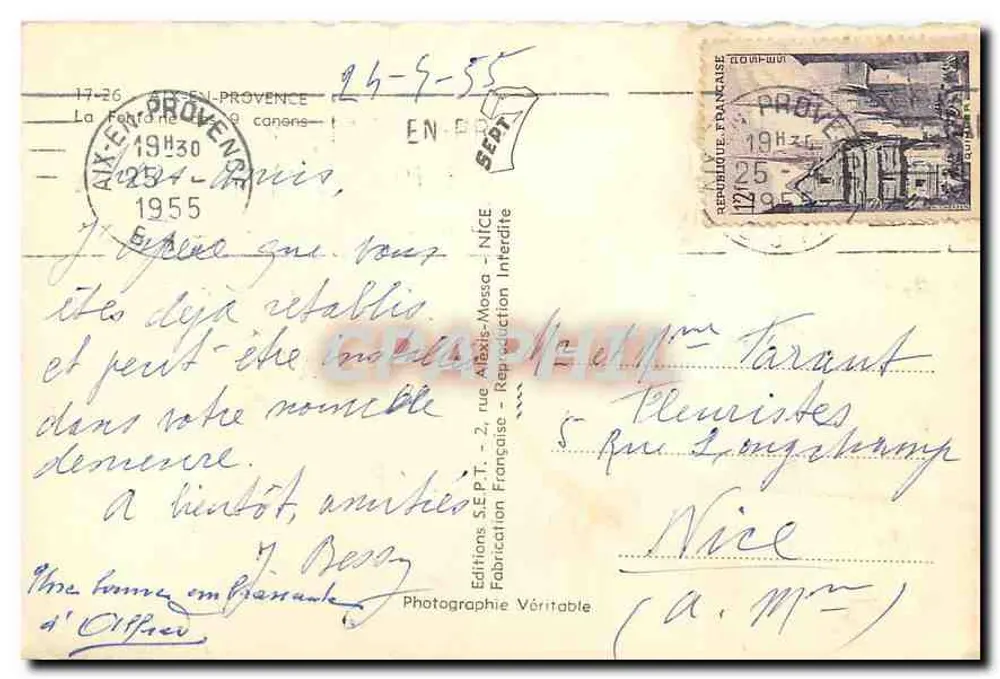 A Fontaine de la Fontaine — Aix-en-Provence — Edições S.E.P.T. - Nice - Verso