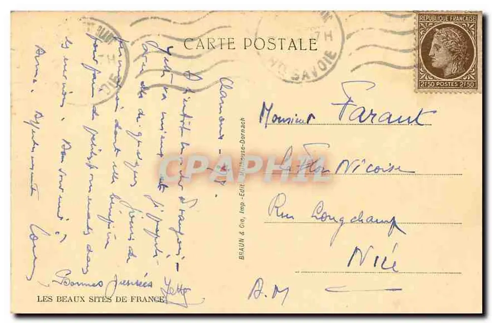 Lago Verde e o Mont-Blanc — série 25376 — Braun & Cie, Imp. Darnach - Verso