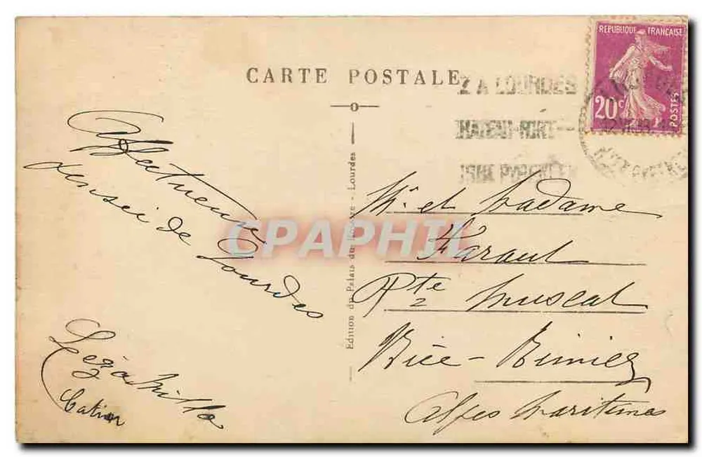 Lourdes - La Basilique, Vista laterale — Edizione delle Pâtes de Lourdes, n° 97 - Verso
