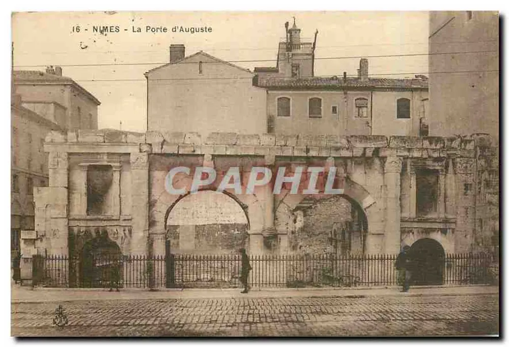 Nîmes - Porta Augusty — Stara pocztówka n°16, wydawca nieodczytelny - Awers