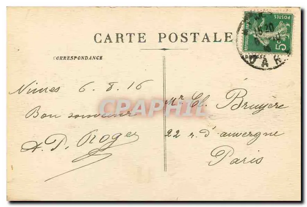 Nîmes - Porta Augusty — Stara pocztówka n°16, wydawca nieodczytelny - Rewers
