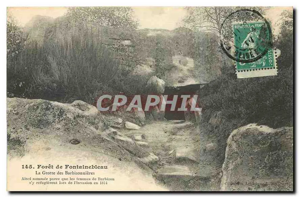 Forêt de Fontainebleau — Die Grotte des Barbizonnières — Verlag: C. L. Arribat, Nr. 145 - Vorderseite