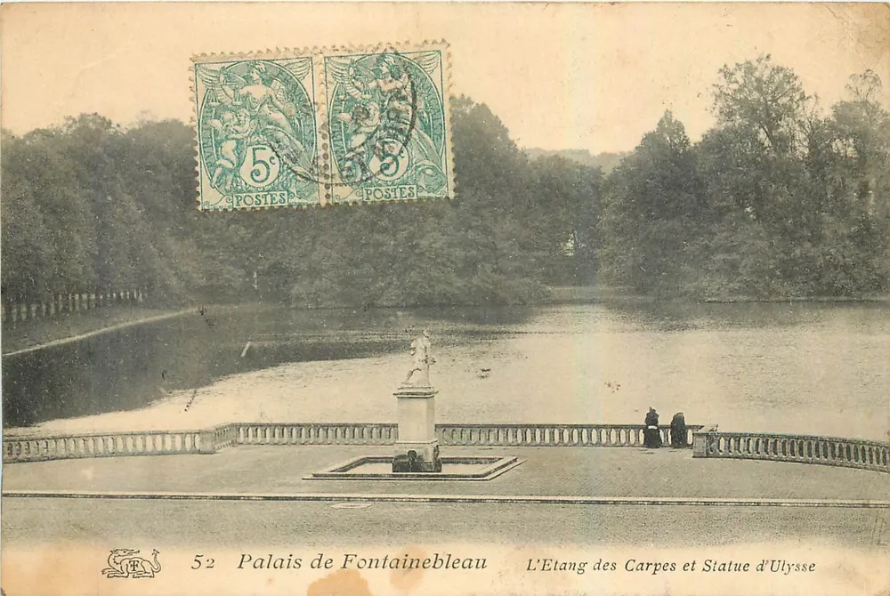 Schloss Fontainebleau — Der Karpfenteich und die Statue des Ulysses — Verlag unbekannt, n° 52 - Vorderseite