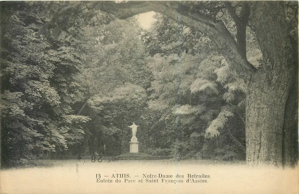 Athis - Eingang zum Park und Statue des hl. Franz von Assisi — Neutrin Frères, n°13 - Vorderseite