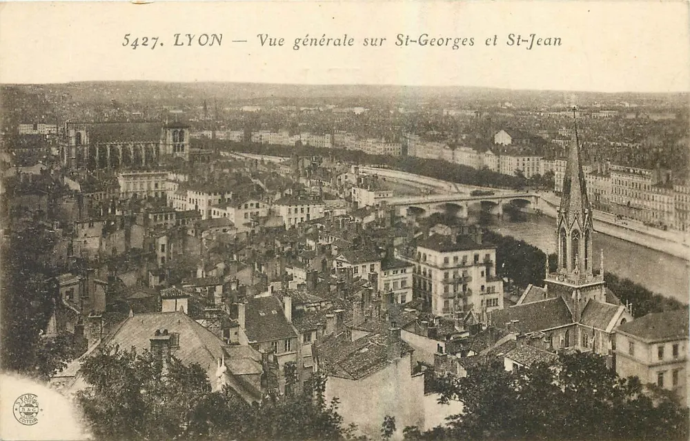 LYON — Vue générale sur St-Georges et St-Jean — Éditeur : V. HAMEL & Cie, n° 5427 - Recto