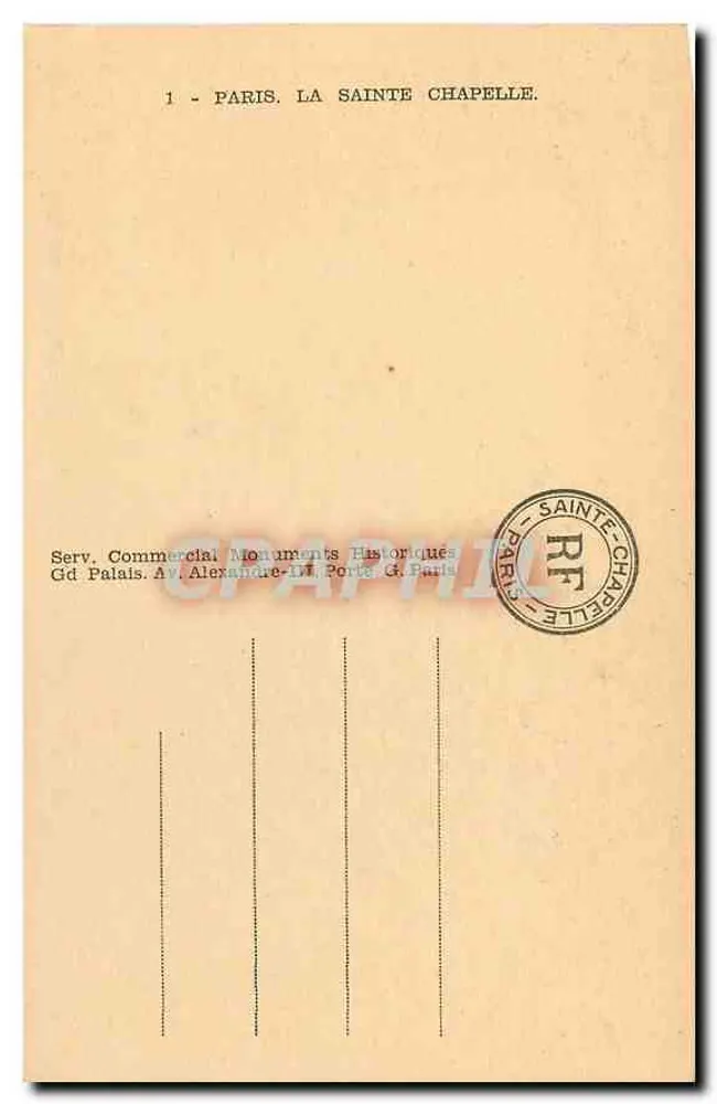 पेरिस, सेंट-चैपेल — एडिटर सर्विस कॉमर्शियल मॉनुमेंट्स हिस्टोरिक्स, पेरिस - पीछे
