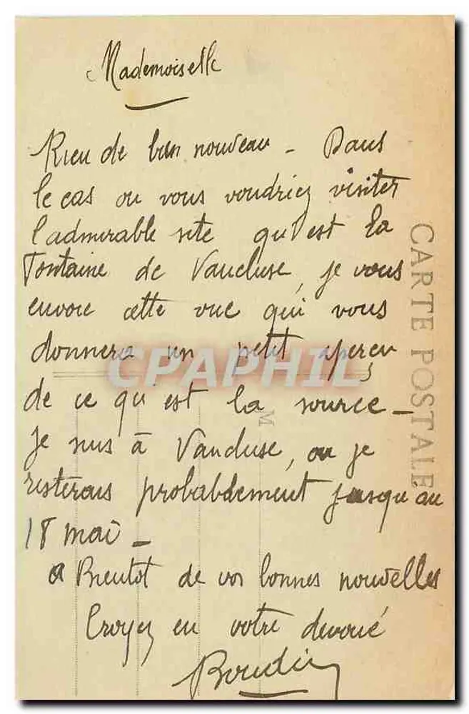 Fontaine de Vaucluse - A Fonte — vista panorâmica com visitantes — editor não identificado, n° 4 - Verso