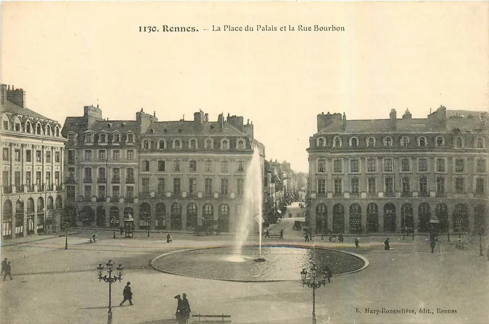Rennes. — Der Palastplatz und die Straße Bourbon — É. Mary-Ronsselière, Verleger, Rennes - Vorderseite