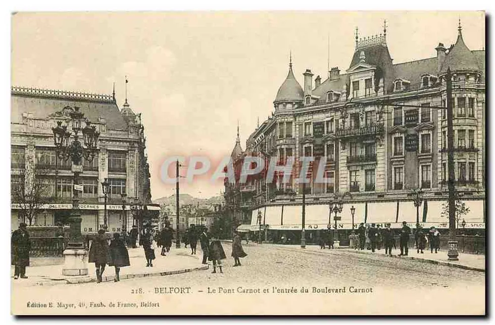 Belfort — Brücke Carnot und Eingang zum Boulevard Carnot — Edition E. Mayer, 40, Faub. de France, Belfort - Vorderseite