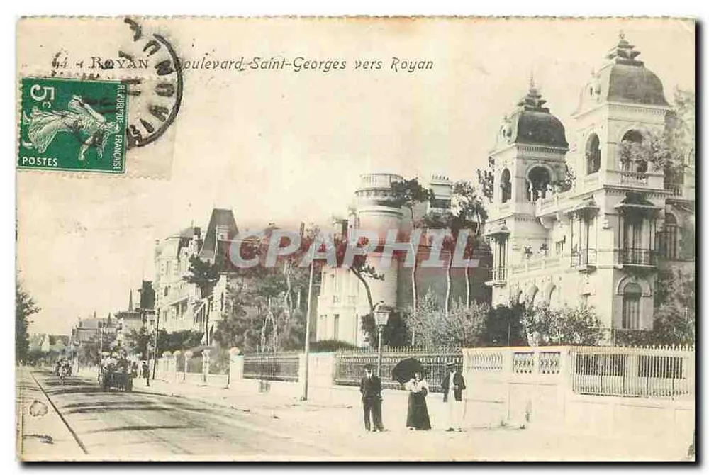 Boulevard-Saint-Georges em direção a Royan — vista urbana com edifícios e pedestres — editor não identificado - Frente