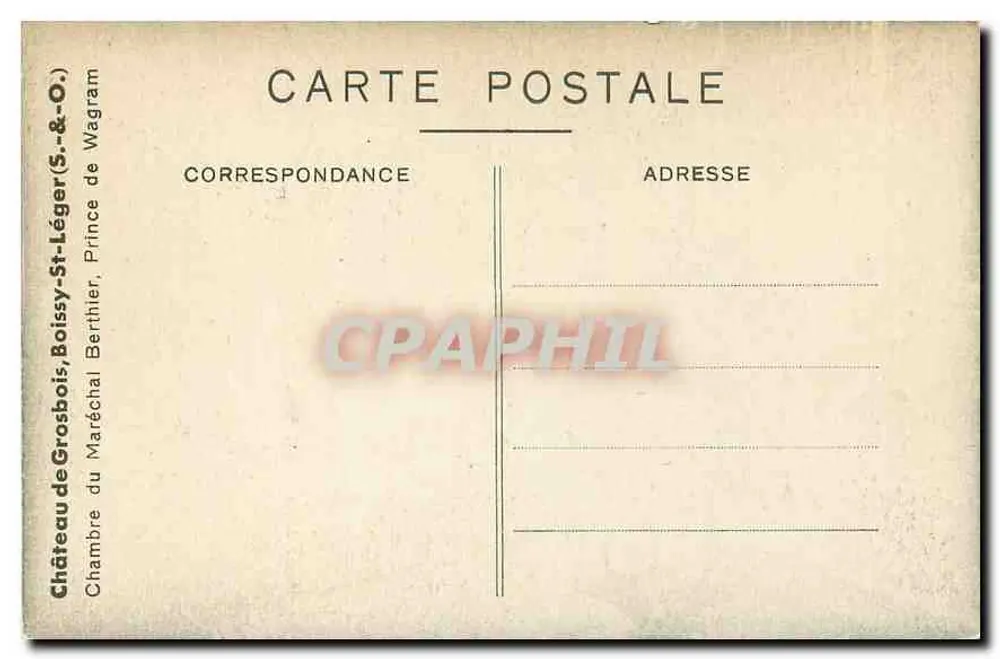 Zimmer des Schlosses Grosbois — reich verziertes Interieur — Verlag Wagram (S.-&-O.) - Rückseite