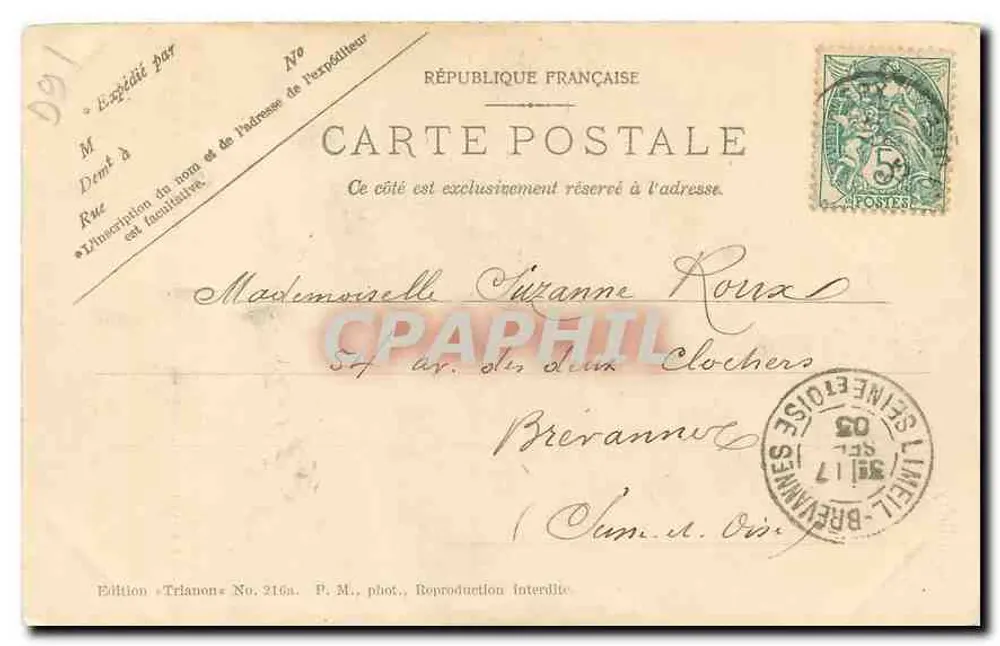 Montlhéry — Die Turm, ehemaliger Bergfried des Schlosses Montlhéry — Edition Trilanon Nr. 216a - Rückseite