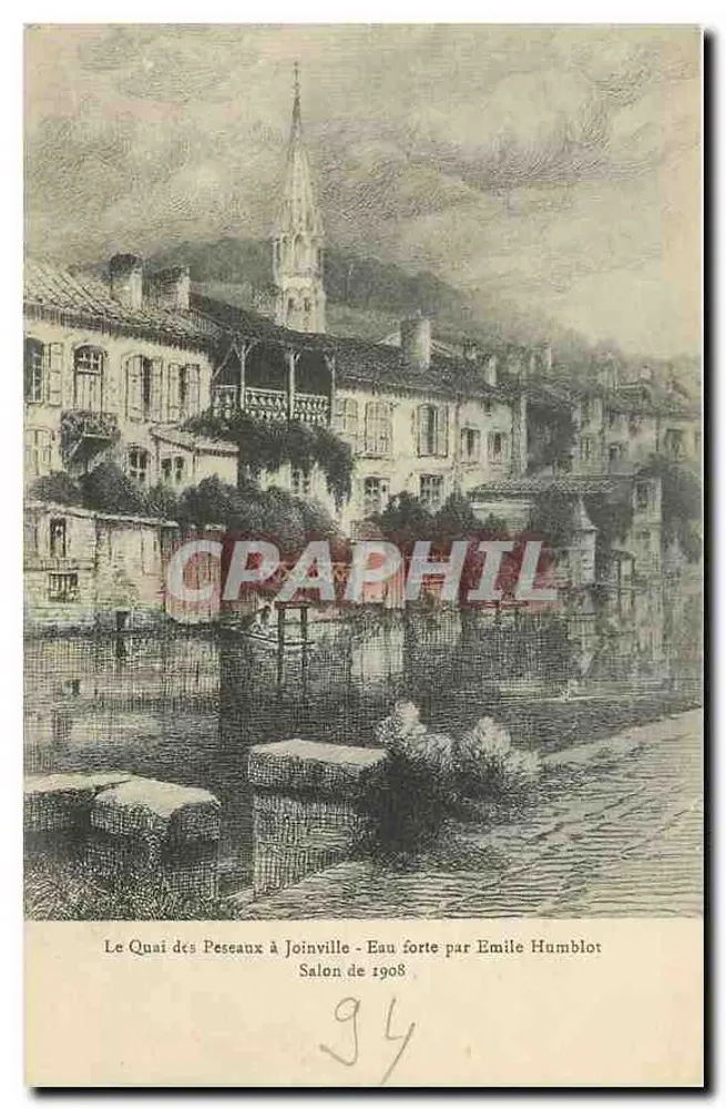 Der Quai des Peseaux in Joinville — Kupferstich von Emile Humblot — Salon de 1908 - Vorderseite