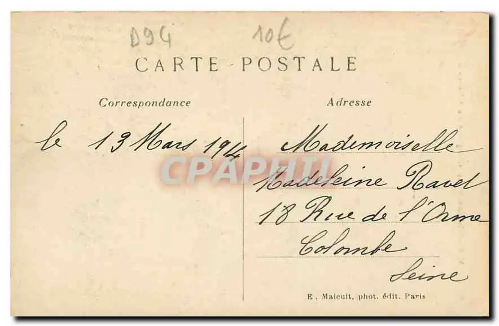 Vincennes — A Capela do Castelo — E. M. n°3431 - Verso