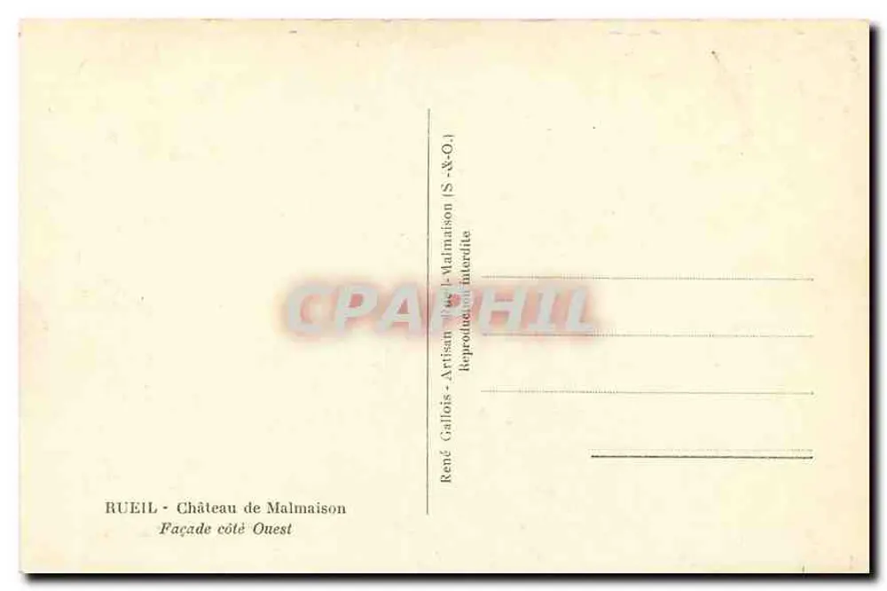 Rueil - Castelo de Malmaison — Fachaada Lado Oeste — René Gallois (S.-&-O.) - Verso