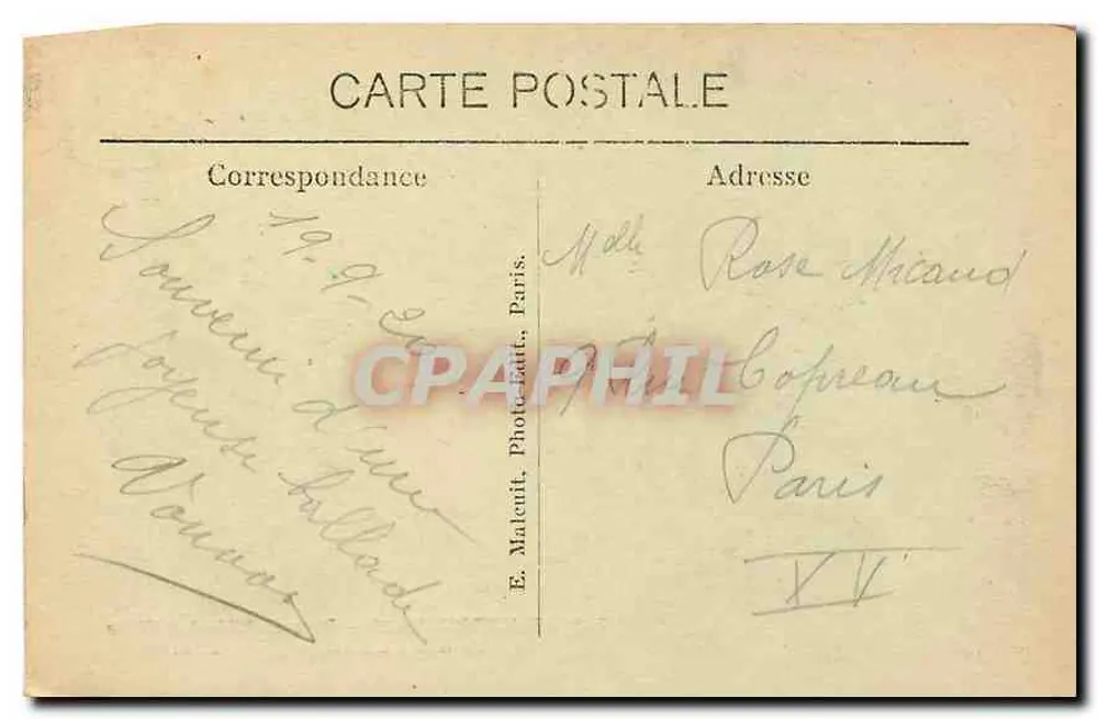 Montmorency — Der Zedernbaum des Libanon — Park des Rathauses — E. M. - Rückseite