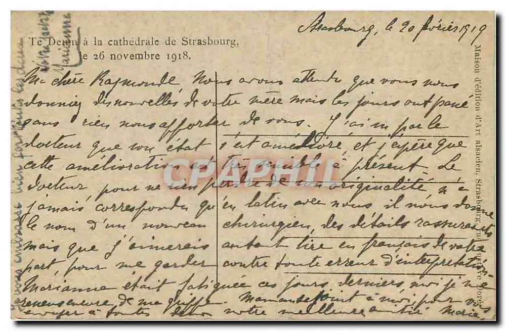 Cathédrale de Strasbourg — scène intérieure avec foule — Maison d'édition d'art alsacienne, Strasbourg - Verso