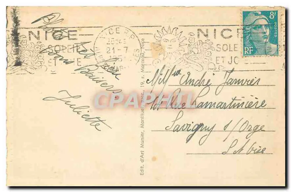 NICE — Vue générale prise du Mont-Baron — Munier, n°641 - Verso